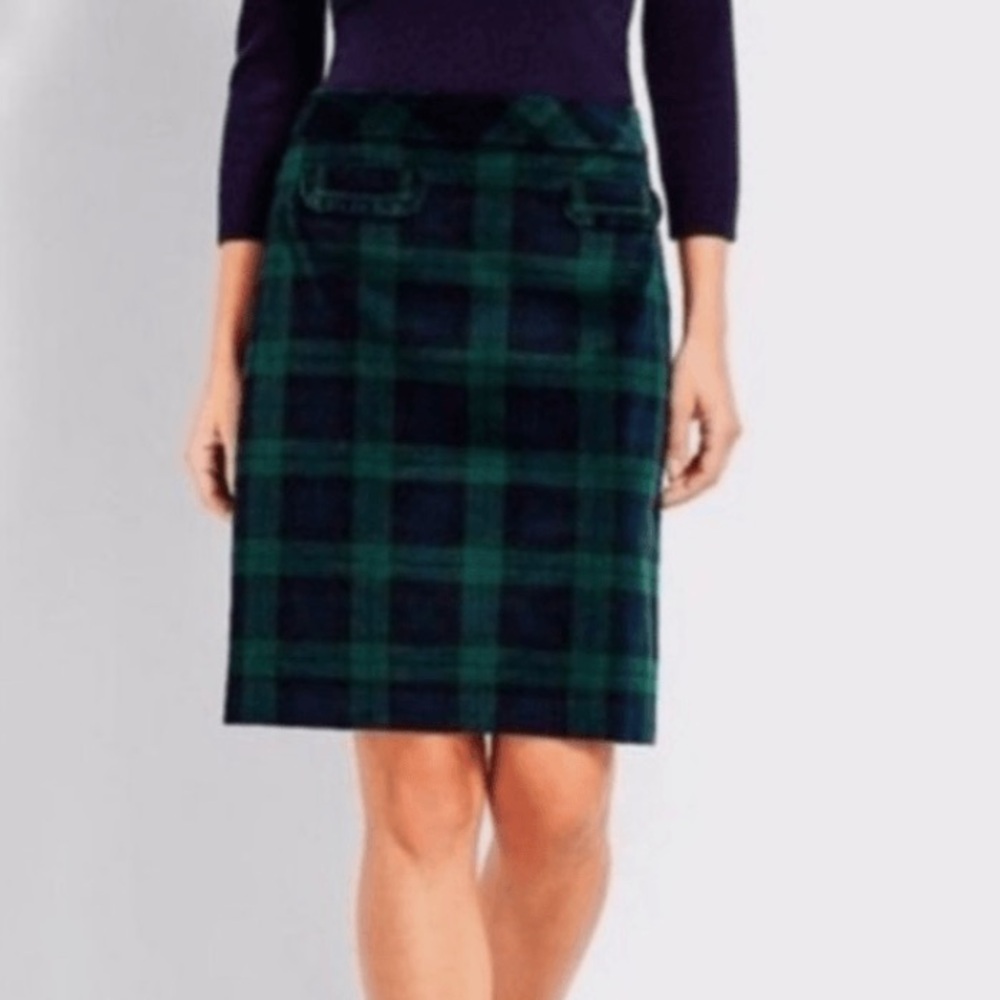 Talbots Blackwatch Plaid Velvet Skirt - 6P